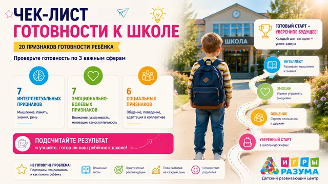 Чек-лист готовности ребёнка к школе: 20 признаков, что пора
