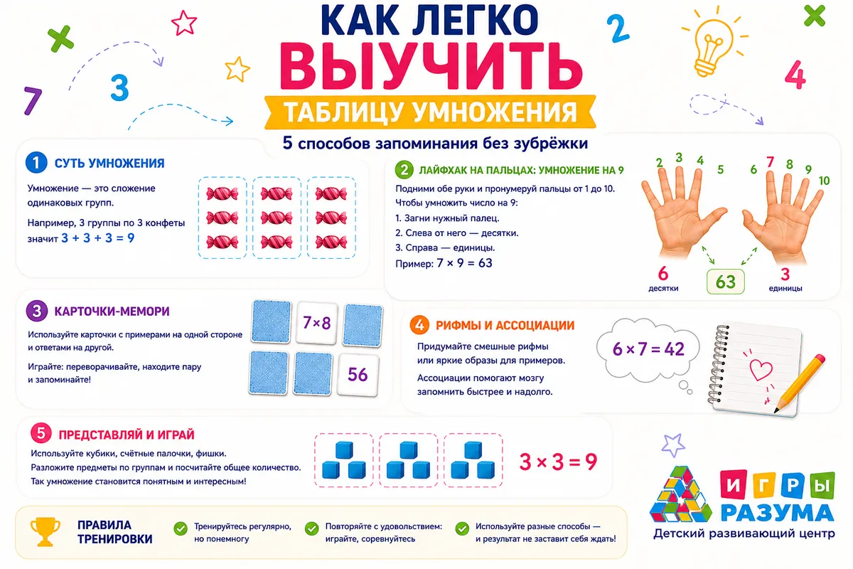 Как легко выучить таблицу умножения: 5 проверенных способов